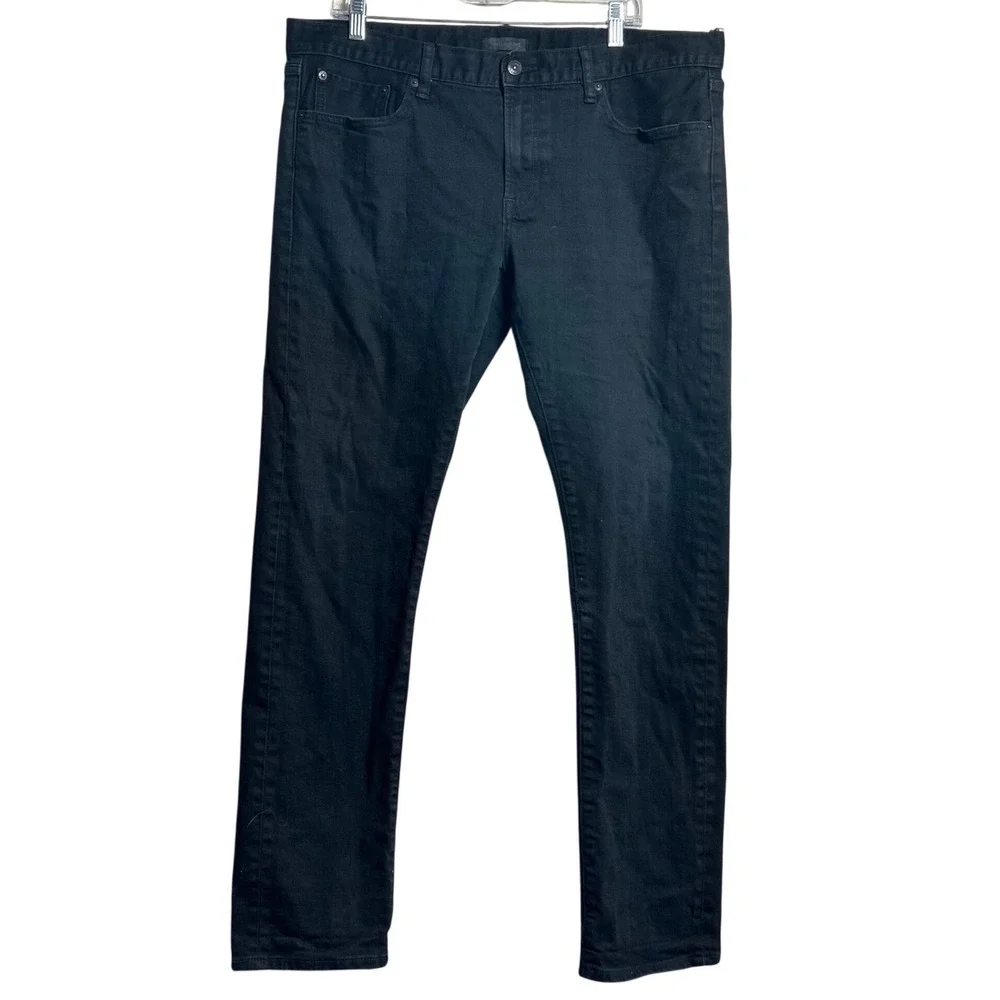 Uniqlo Jeans Mens‎ 38x32 Black Slim Straight Low Rise Selvedge Detail